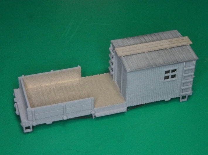 HOn30 Work Car (MOW type C) 3d printed A painted model, with a roof made from styrene sheet