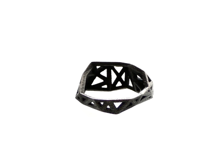 Slim Triangulated Ring in Metal 3d printed 