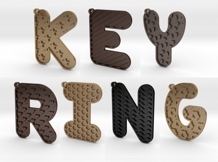 Patterned Letter Steel Keychain 3d printed Personalise - make sure to choose the finish you want.