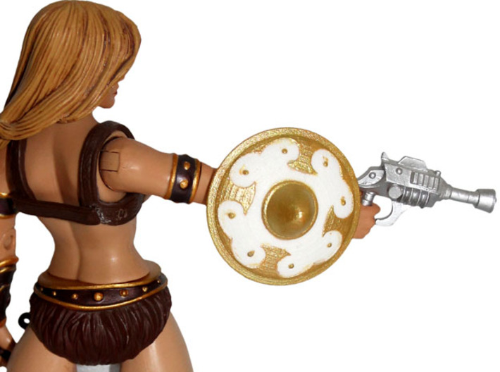 MOTUC Warrior Goddess Shield 3d printed Painted prototype printed in White Strong &amp; Flexible Polished
