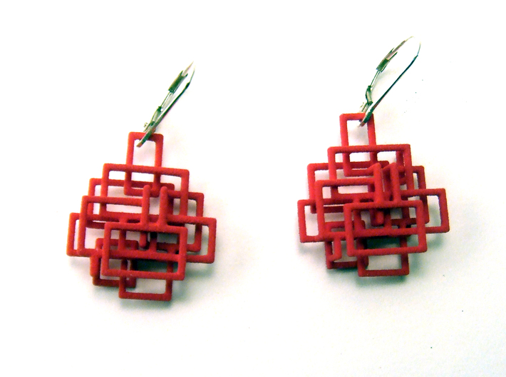 Pair Square Dangle Earrings 3d printed Add a caption...