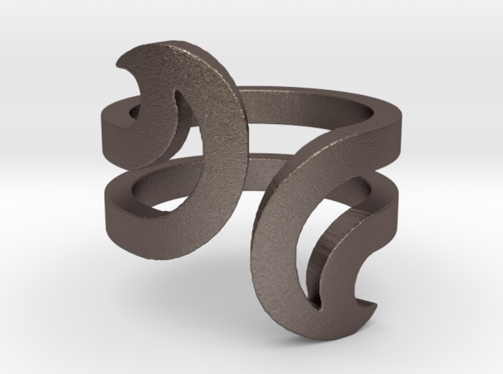 Opposite Waves Ring 3d printed