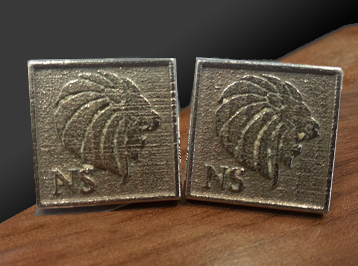 Personalized Cufflinks - Lion Head and Initials 3d printed This is what the pair looks like.