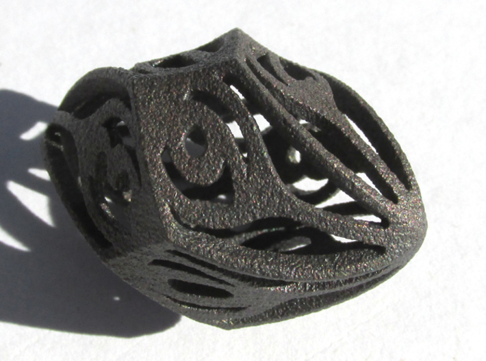 Twisty Spindle d10 3d printed In Matte Black Steel