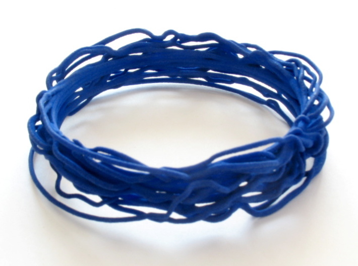Turbulent Bangle 1 3d printed Bangle printed in blue strong and flexible