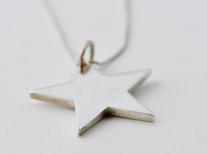 Flat star necklace pendant 3d printed Get Bli / Star Silver
