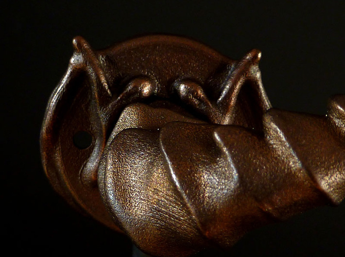 Dragon doorhandle 005 3d printed dragon doorhandle no.5 - 3D print in matte bronze steel. Detail: neck and wings