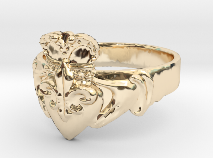 NOLA Claddagh, Ring Size 8 3d printed