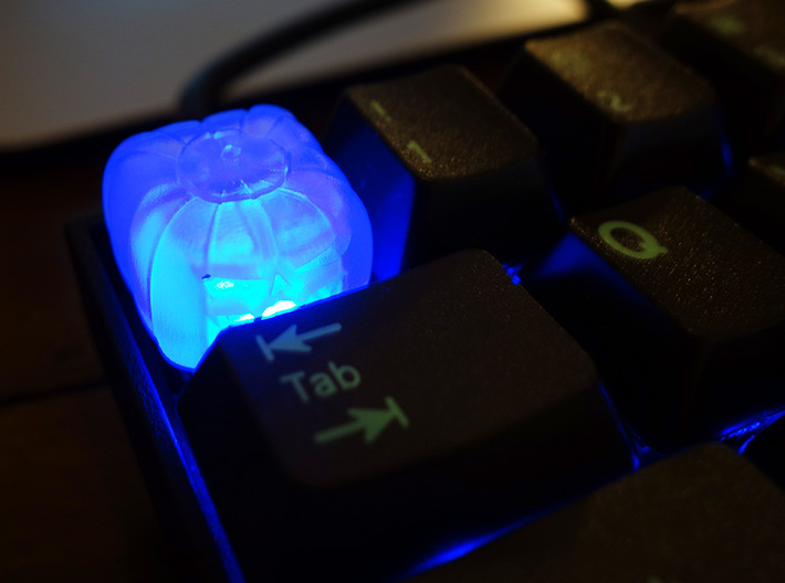 Pumpkin Keycap — Plastic &amp; Resin 3d printed Frosted Ultra Detail with blue backlight
