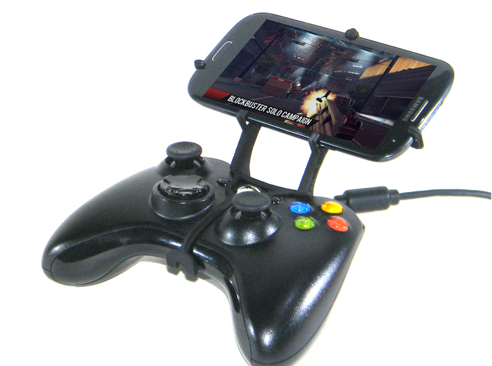 Controller mount for Xbox 360 & Lenovo A690 3d printed Front View - A Samsung Galaxy S3 and a black Xbox 360 controller