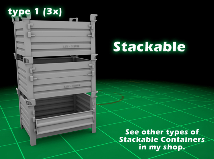 Stackable Container Type1 (3x) 3d printed Container type 1 - 3-pack - stackable