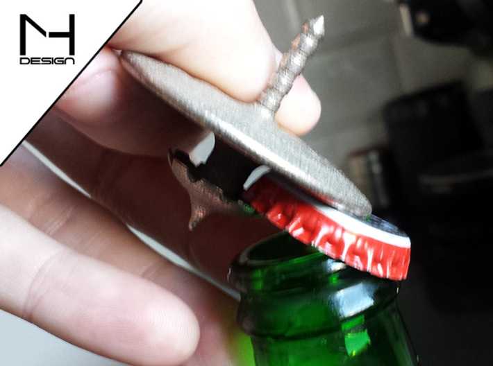 Spinning Bottle Opener 3d printed Opening a bottle of beer (this is v1, see renders for v2)