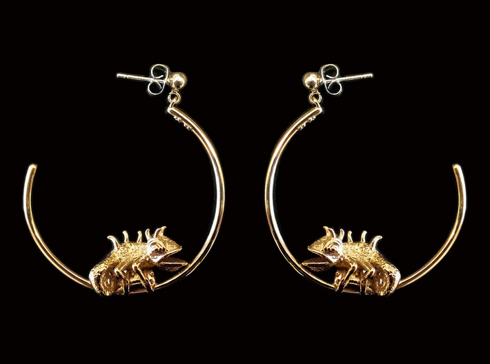 Chameleon Hoops 3d printed Gold Hoops Earrings 
