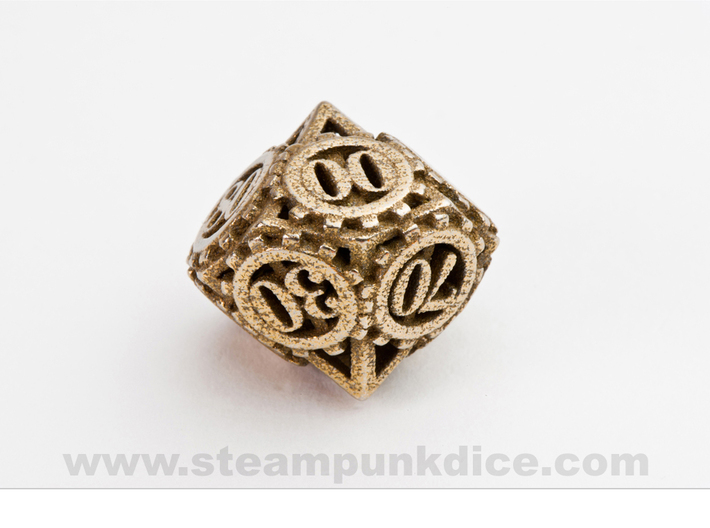 Steampunk Gear d00 3d printed Stainless Steel