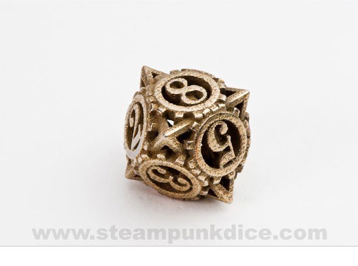 Steampunk Gear d8 3d printed Stainless Steel
