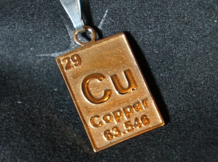 Copper Periodic Table Pendant 3d printed Copper Pendant In Polished Bronze