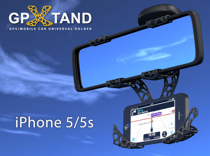 GPXtand - Universal Mobile and GPS Car Holder 3d printed GPXtand with iPhone 5/5s - WITH OR WITHOUT CASE!