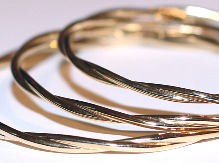 LooseTwist Bangle Bracelet SMALL 3d printed 3D Printed LooseTwist Bangle Bracelets in Polished Brass