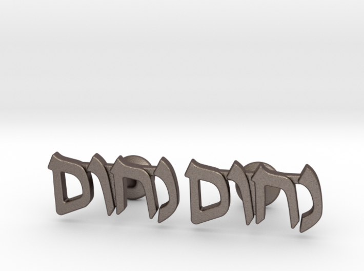 Hebrew Name Cufflinks - &quot;Nachum&quot; 3d printed