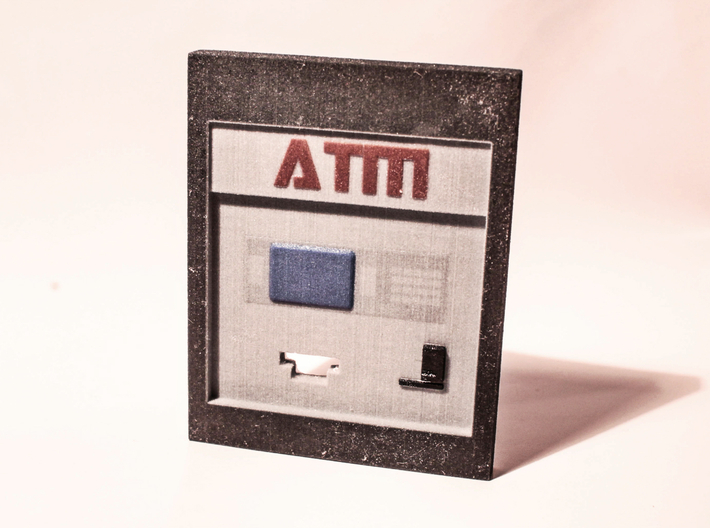 Contemporary ATM for 7&quot; Figures 3d printed Here shown in full color sandstone