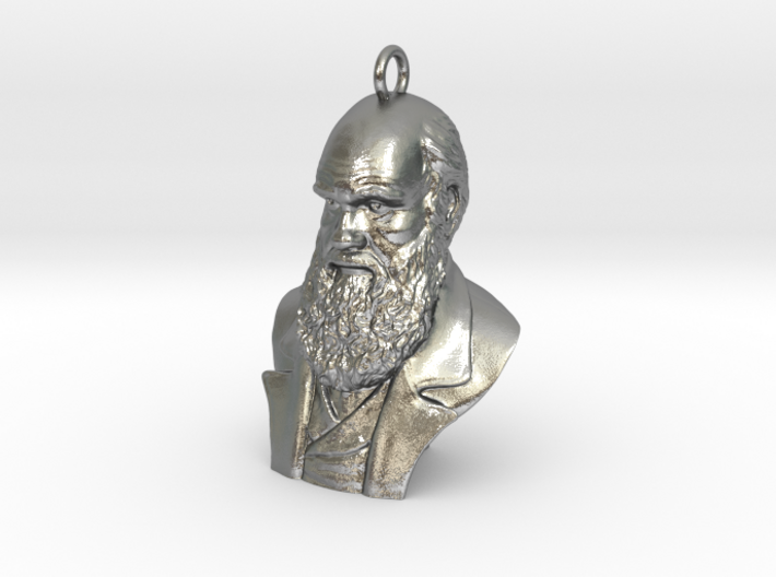 Charles Darwin 1&quot; Bust, Pendant, Ear Ring, Charm, 3d printed