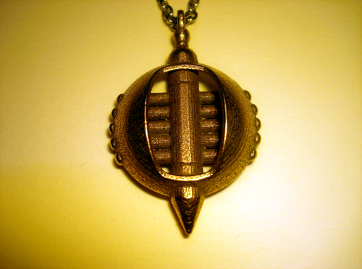 Tribal Pendant 3d printed Photo of an actual printed item in stainless steel: chain not included