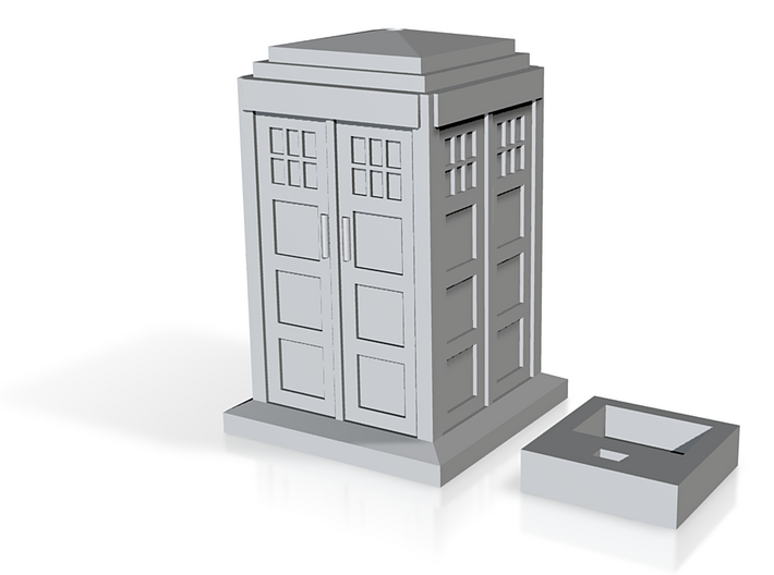 Tardis with LED hole and 9V battery holder 3d printed