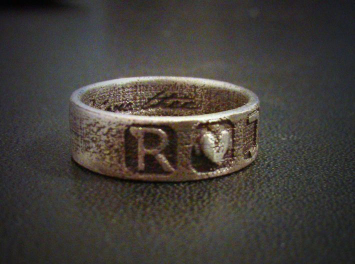 R + J Ring 3d printed sanded Bronze matte