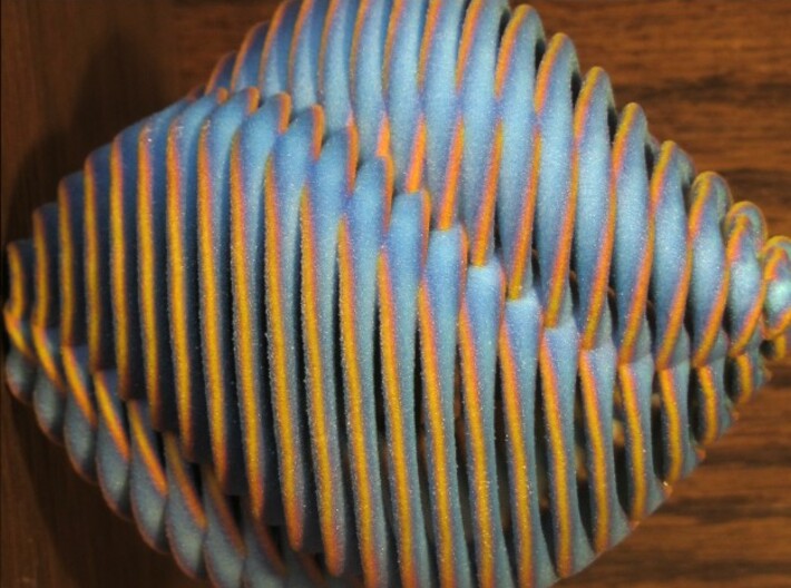 Mathematical Mollusca - Spiraling Blue 3d printed Close up