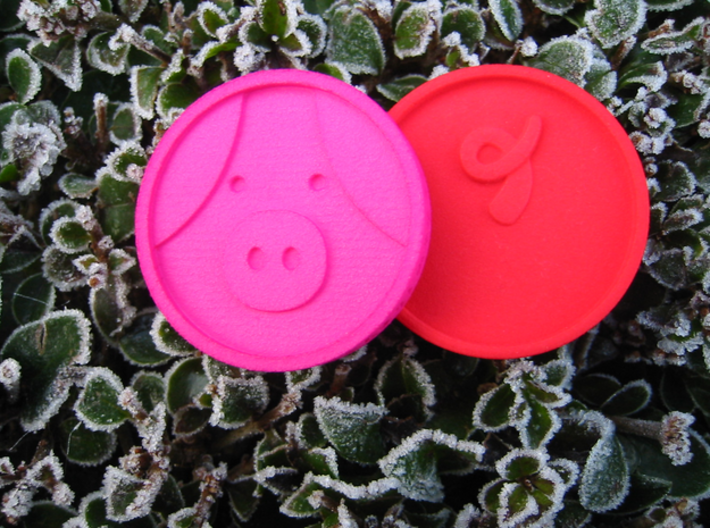 Pigcoin Plastic 3d printed Pink and red