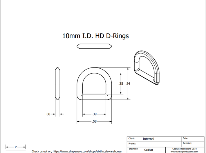 HD D-Rings 3d printed 
