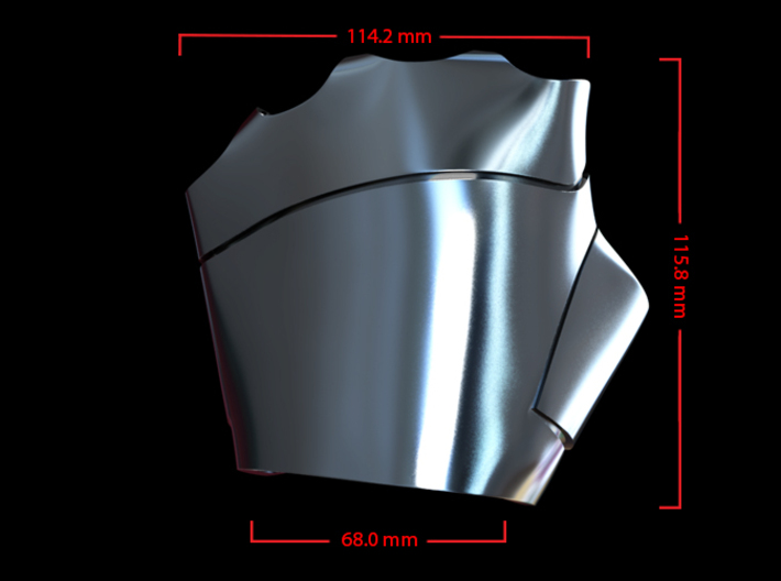 Metal Iron Man Left Palm Armor (Size Medium) 3d printed CG render (Top Measurements)