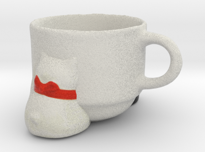 Teacup with Welcoming Cats 3d printed