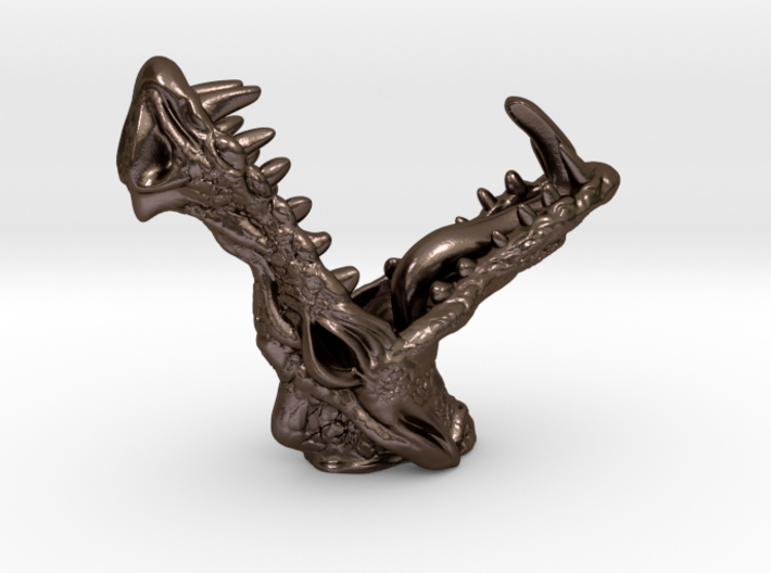 dragon wardrobe hook 3d printed dragon wardrobe hook Rend ered Image of  3D print in polished  bronze steel 