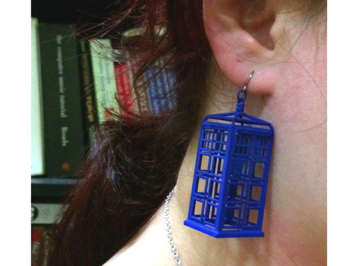 Police Box Statement Earrings 3d printed