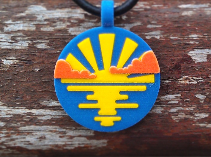 'Sunrise and Morning Clouds' Pendant in Sandstone 3d printed