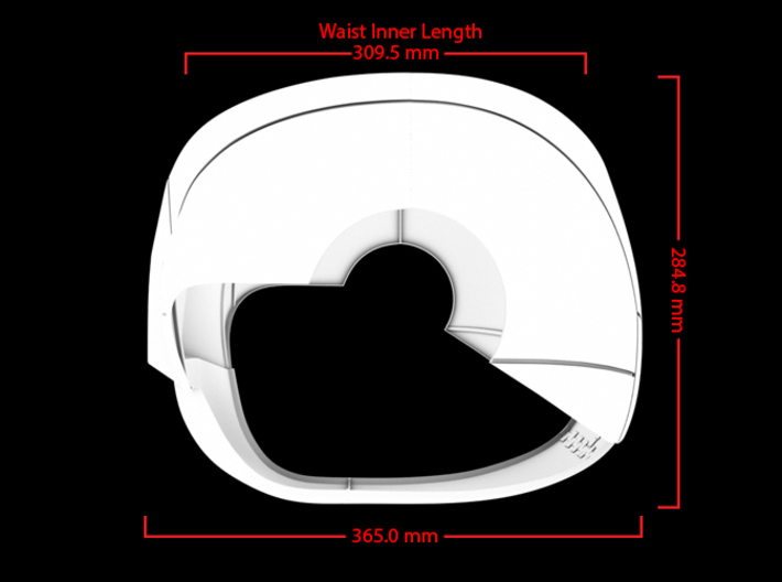 Iron Man Pelvis Armor, Back Left (Part 5 of 5) 3d printed CG Render (Side Measurements)