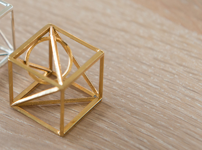 ILICUBE Pendant 3d printed Material: Gold Plated Brass