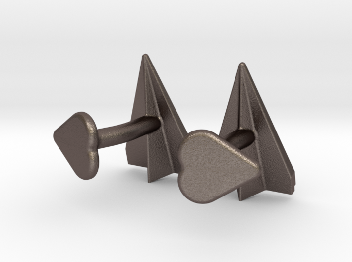 Paper Airplane Cufflinks with Heart Button 3d printed