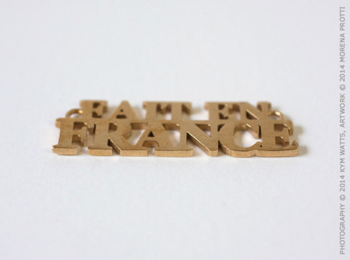 Fait en FRANCE Pendant 3d printed Raw Brass