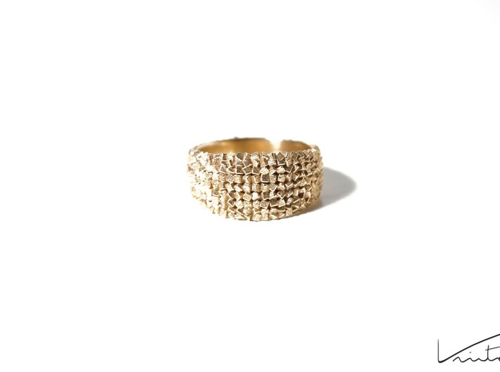 Thousand Cubes ring 3d printed Raw Brass
