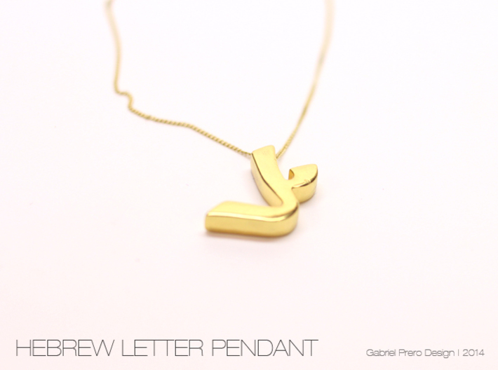 Hebrew Letter Pendant - &quot;Tzaddi&quot; 3d printed
