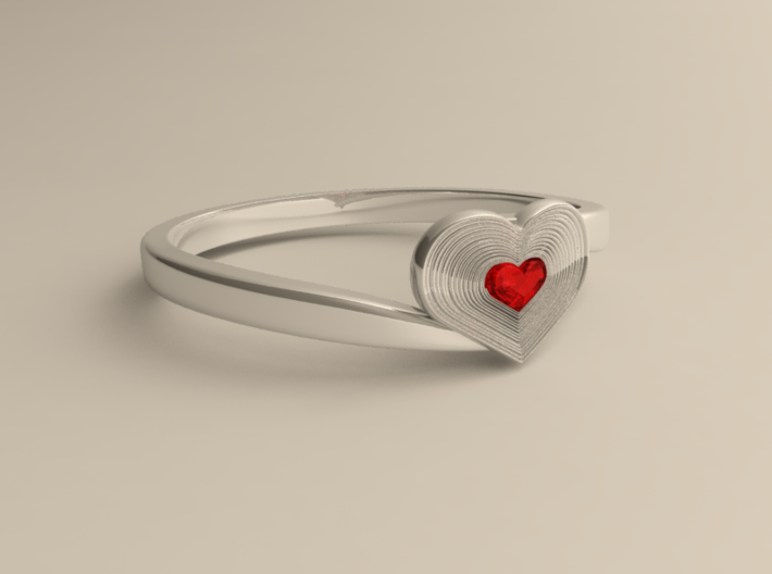 Heart of ruby ring 3d printed