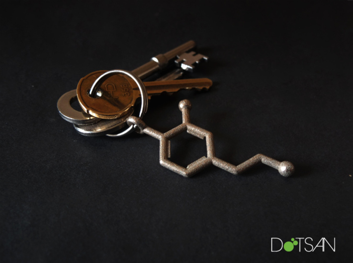 Dopamine Keychain Stainless Steel 3d printed