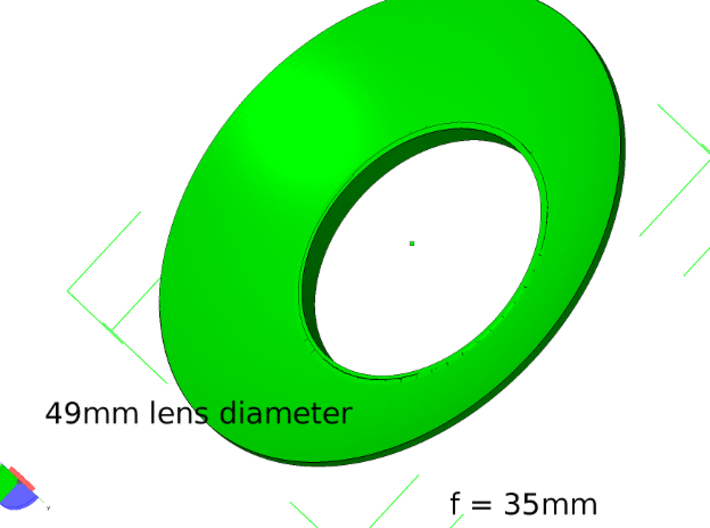 Lieberkühn Reflector 49mm lens diameter, f = 35mm 3d printed