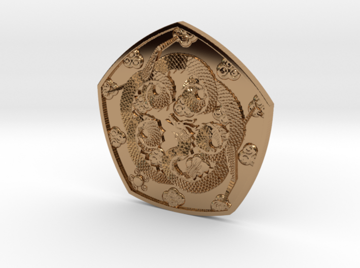 Polished Dragon Coin 3d printed