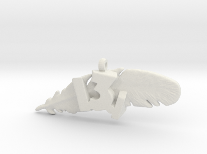 13.1 HALF MARATHON FEATHER NECKLACE 3d printed