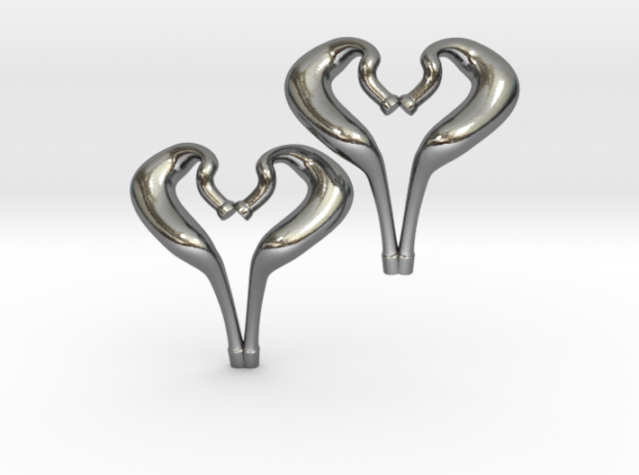 I love 2-Strokes Motorcycle Pipe Heart Earrings 3d printed