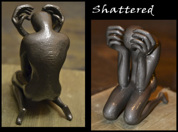 &quot;Shattered&quot; Statue 3d printed 1st Print - Personal 3D printer using ABS 1st attempt at polishing &amp; spray painted (front &amp; back view)