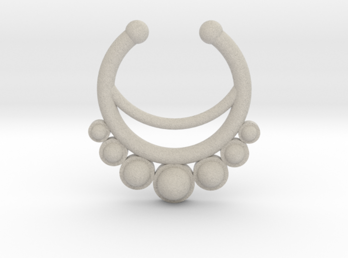 Faux Septum Ring - dropped stones 3d printed